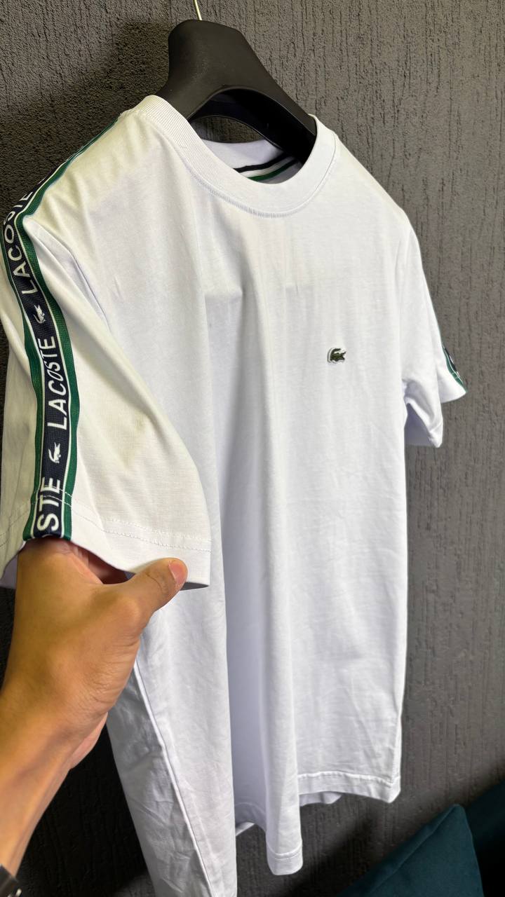 LACOSTE Tape Sleeve T-Shirt - White