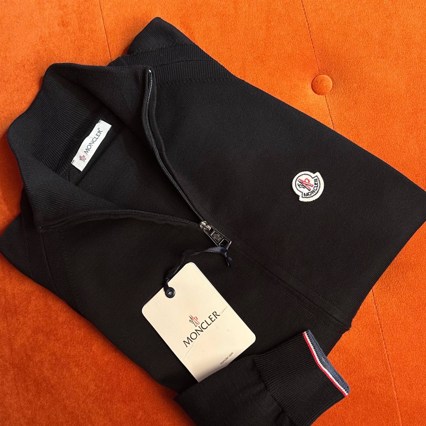 MONCLER FLEECE SWEATER WITH RED LINE