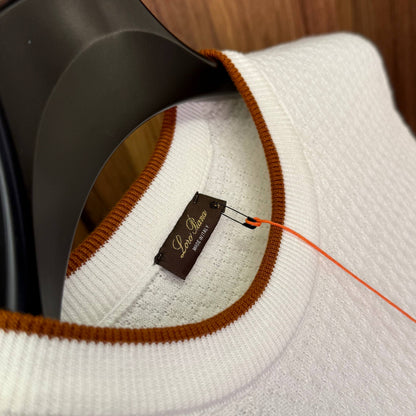 loro piana knitted round with orange neck