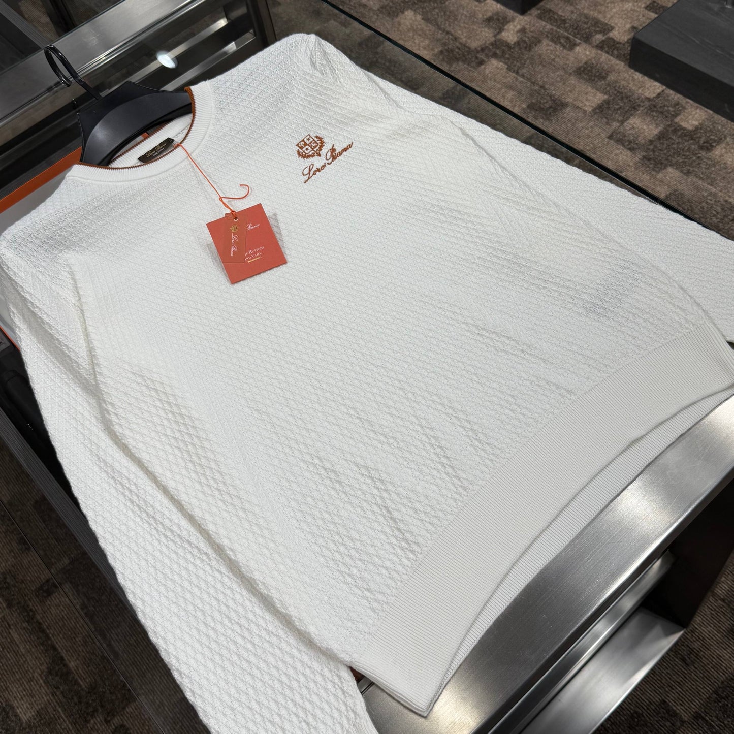 loro piana knitted round with orange neck