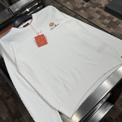 loro piana knitted round with orange neck