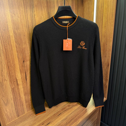 loro piana knitted round with orange neck