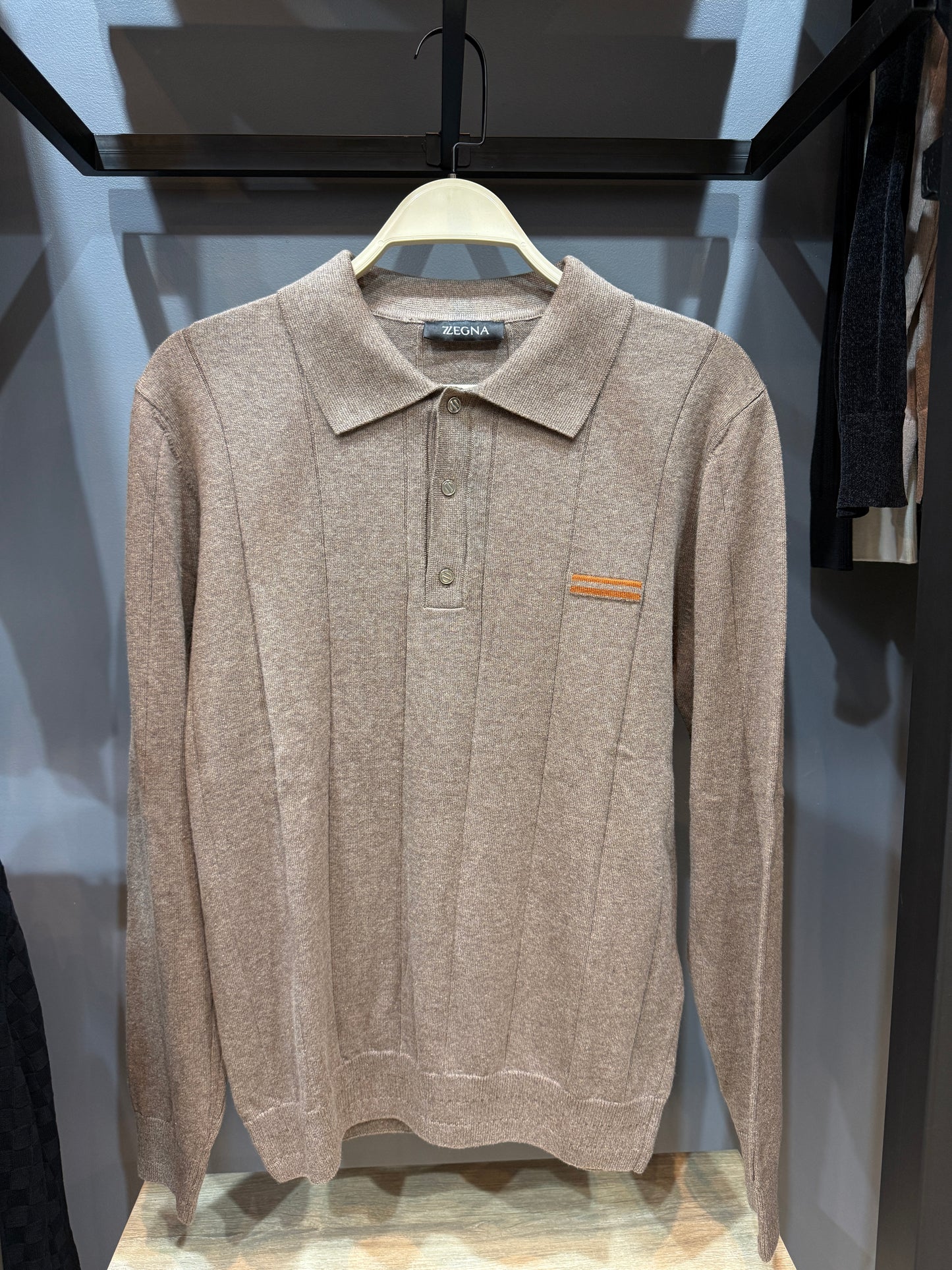 zegna polo knitted with orange line