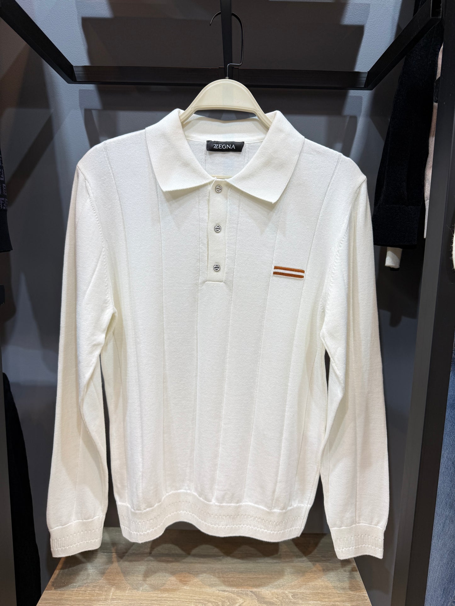 zegna polo knitted with orange line