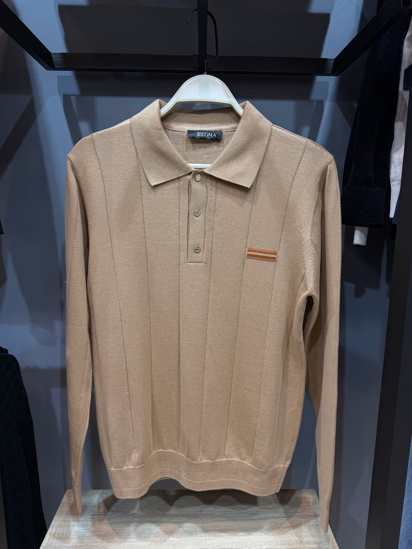 zegna polo knitted with orange line