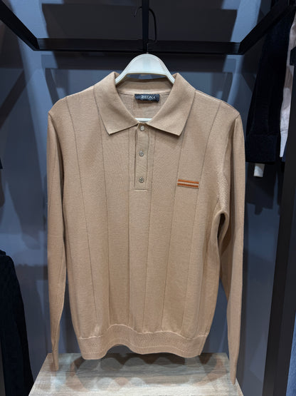 zegna polo knitted with orange line