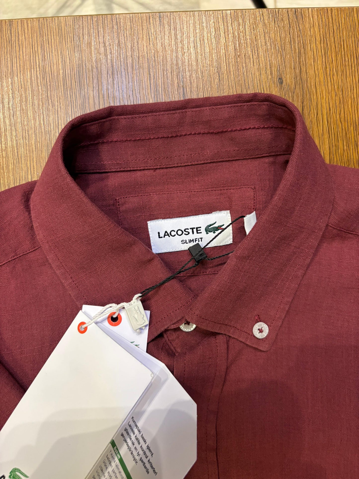 LACOSTE Linen Shirt - Burgundy