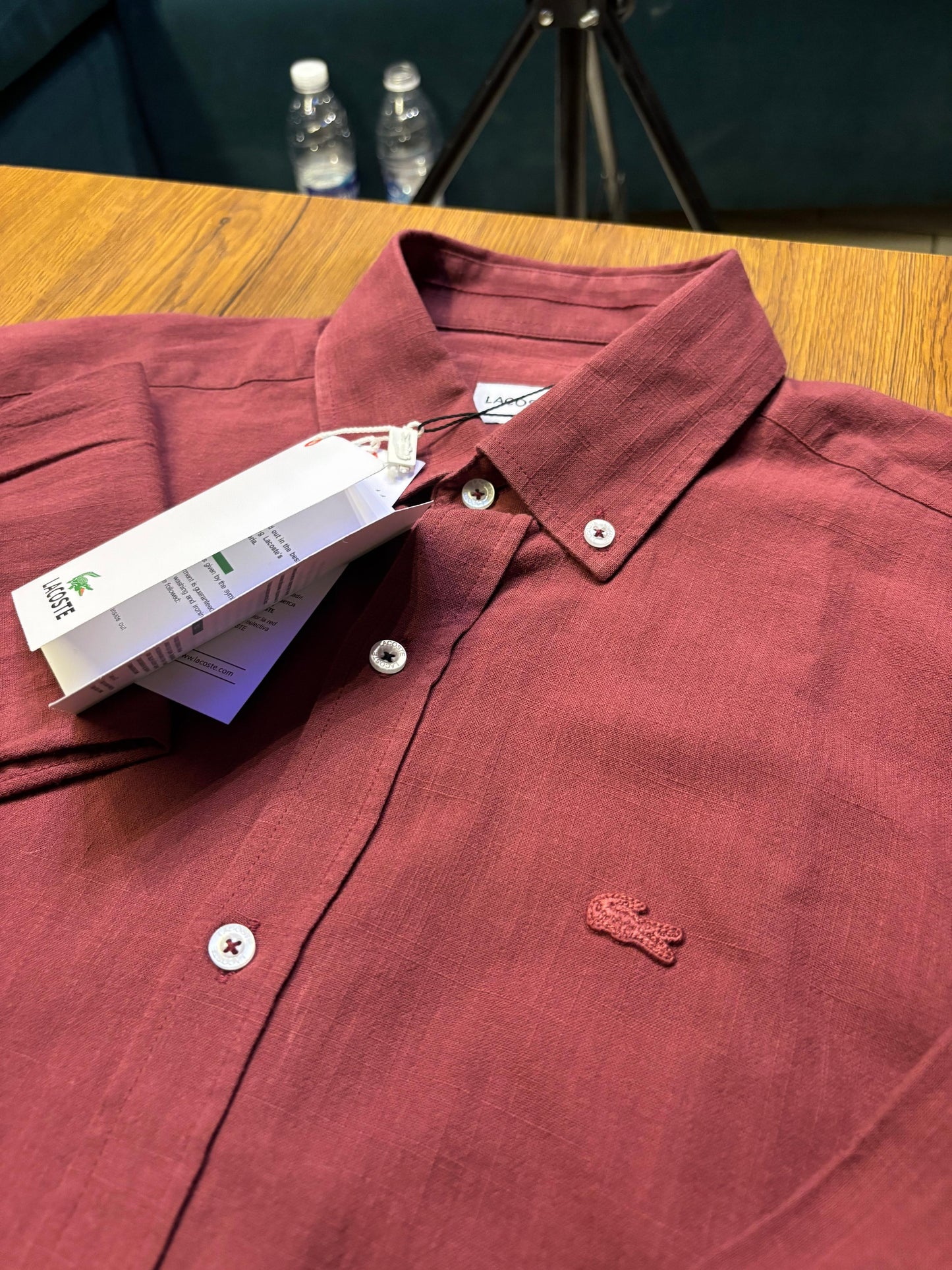 LACOSTE Linen Shirt - Burgundy