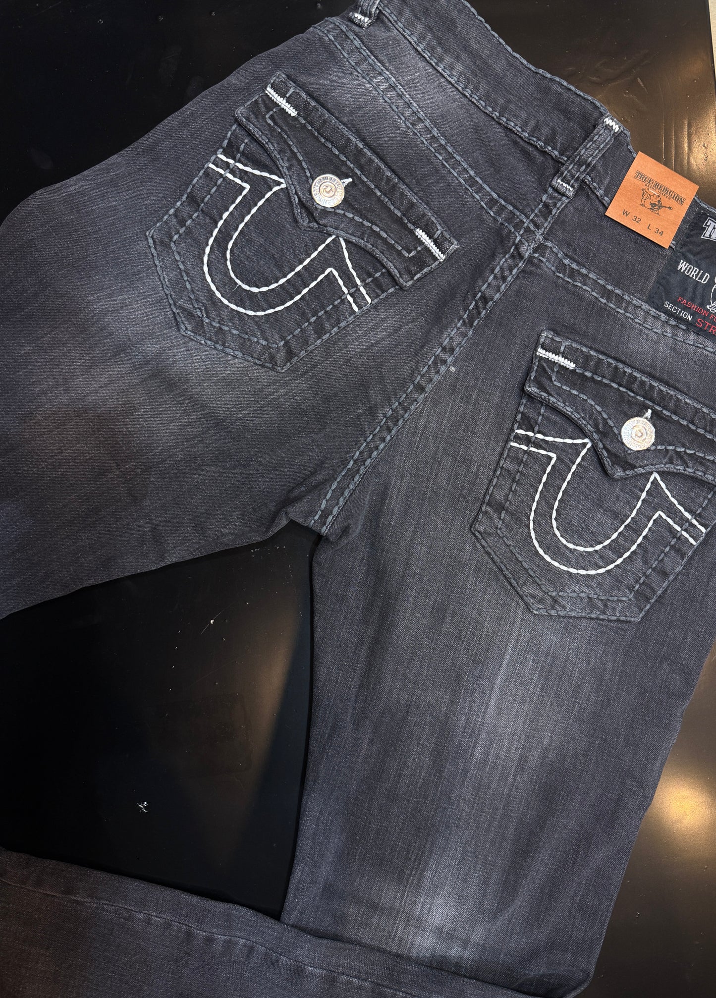 True Religion Straight Jeans - Black/Grey