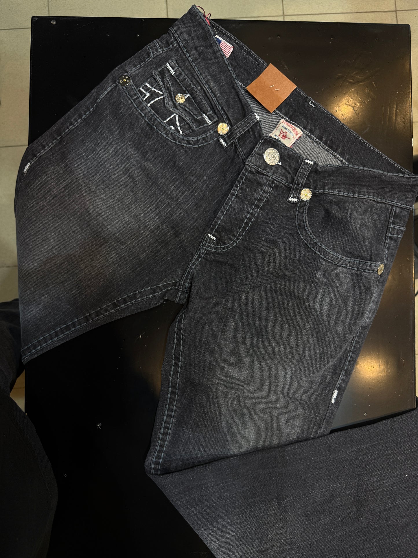 True Religion Straight Jeans - Black/Grey