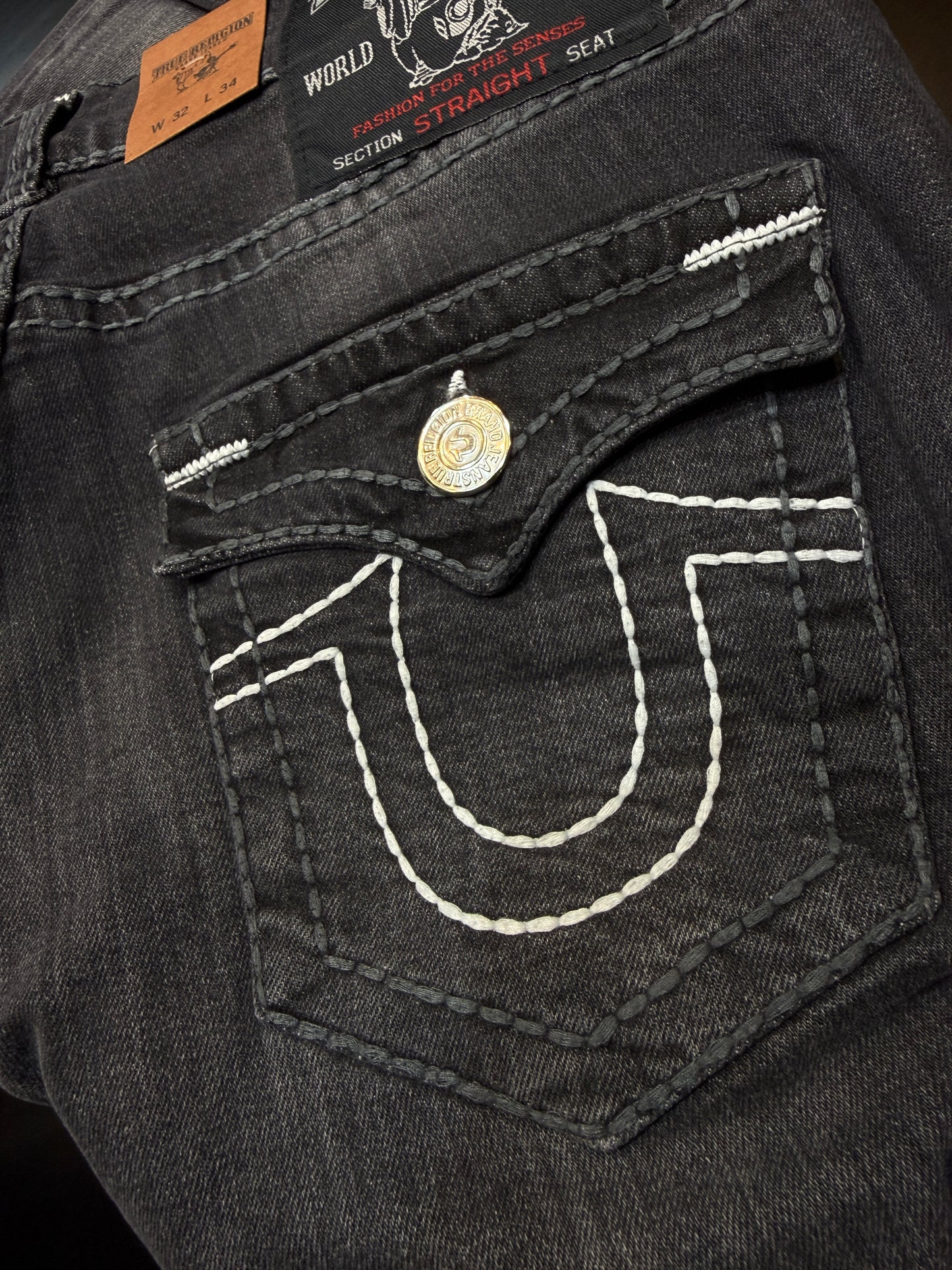 True Religion Straight Jeans - Black/Grey