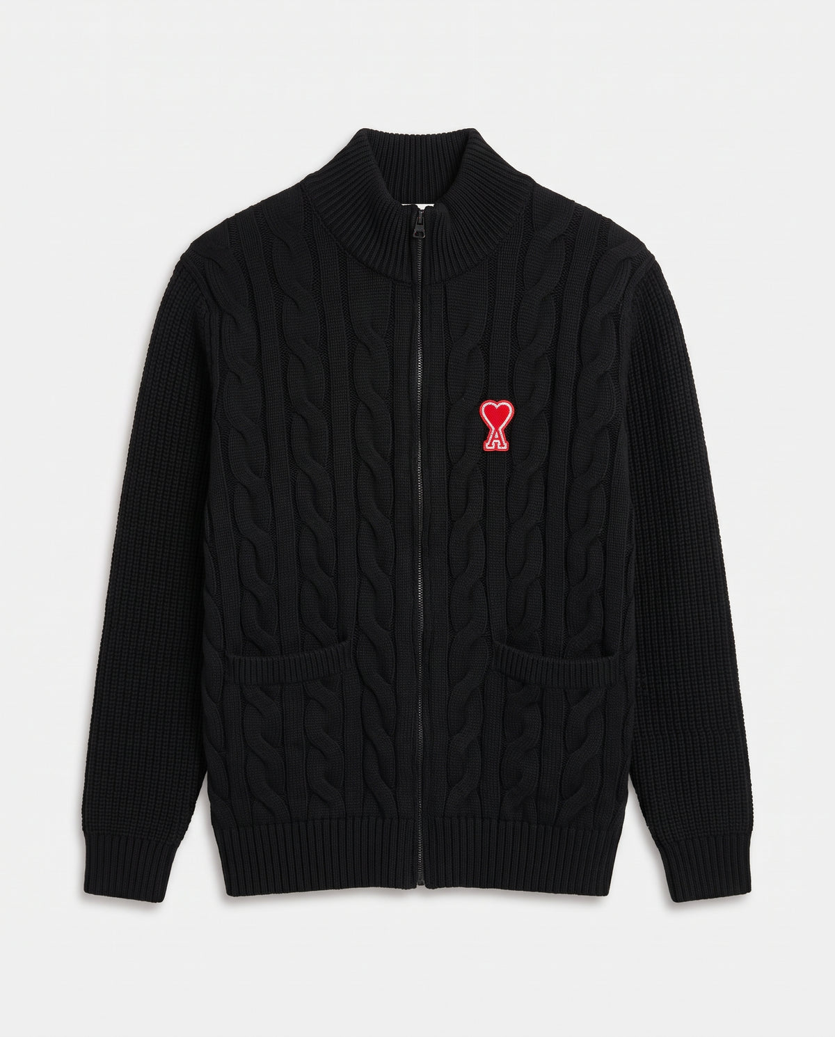 Ami Paris Cable Knit Full-Zip Cardigan