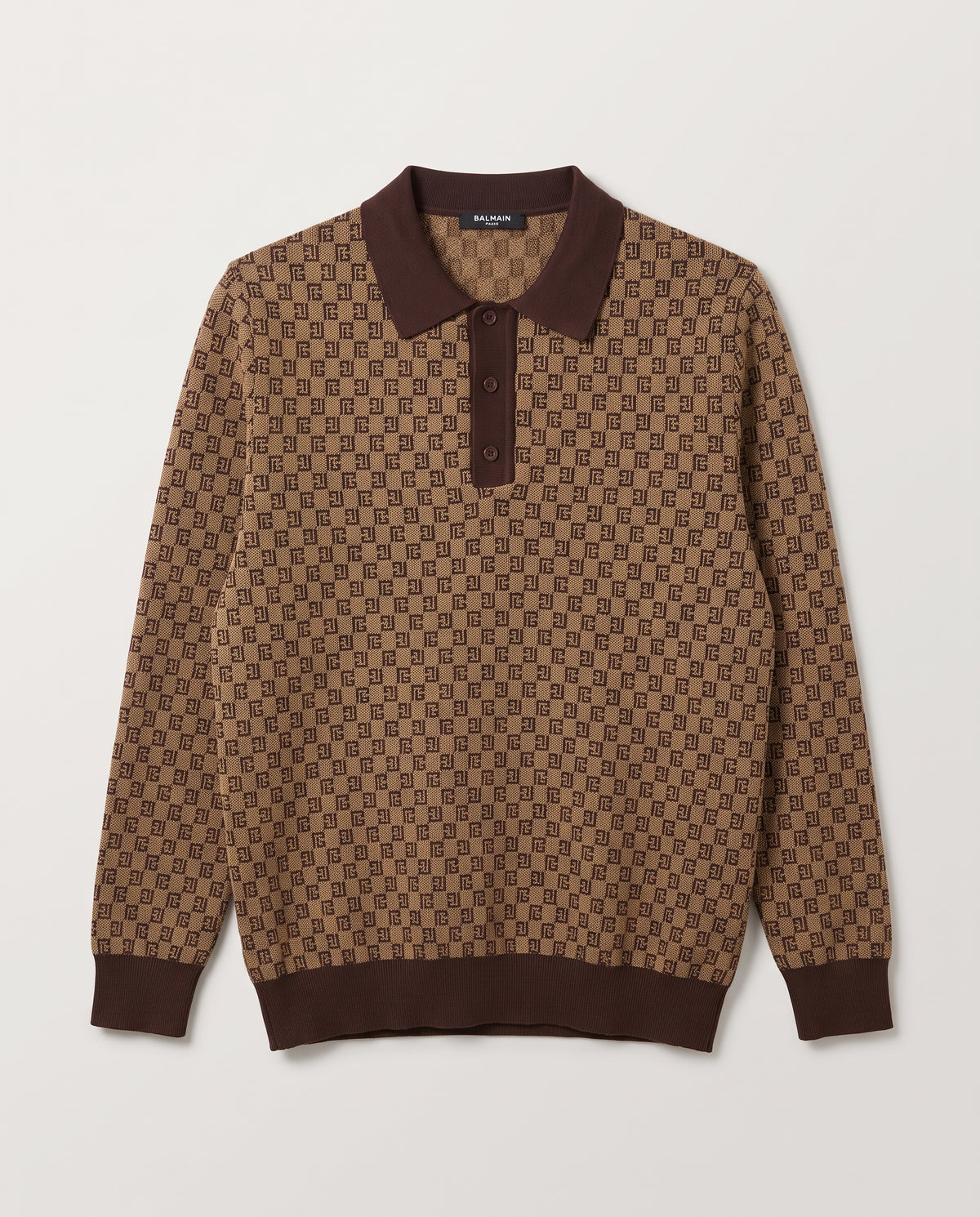 Balmain Monogram Jacquard Knit Polo