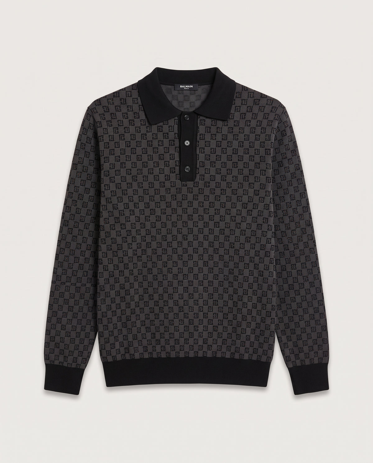 Balmain Monogram Jacquard Knit Polo