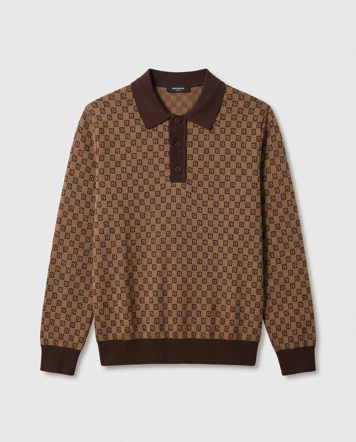 Balmain Monogram Jacquard Knit Polo