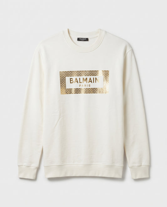 Balmain Paris Gold Logo Crewneck Sweatshirt