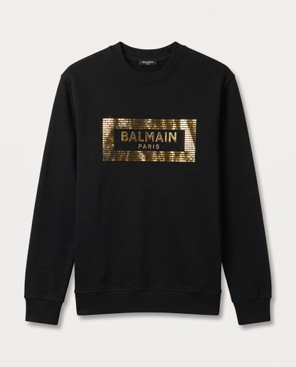Balmain Paris Gold Logo Crewneck Sweatshirt