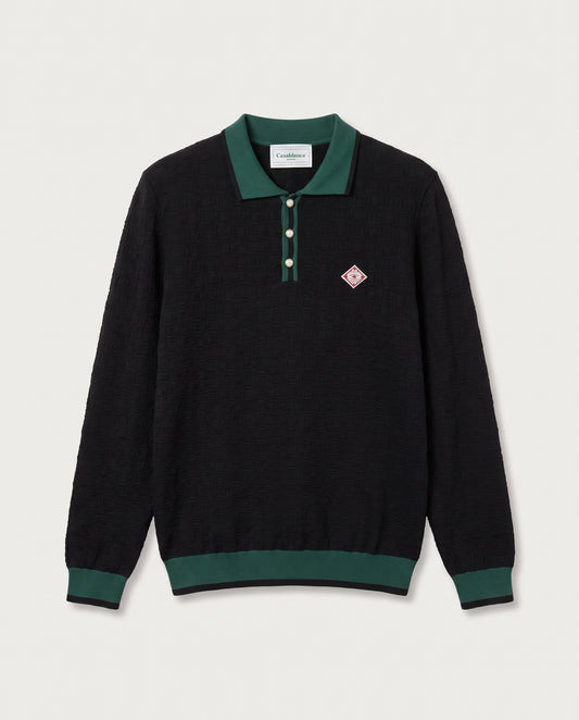 Casablanca Textured Knit Polo with Contrast Trim