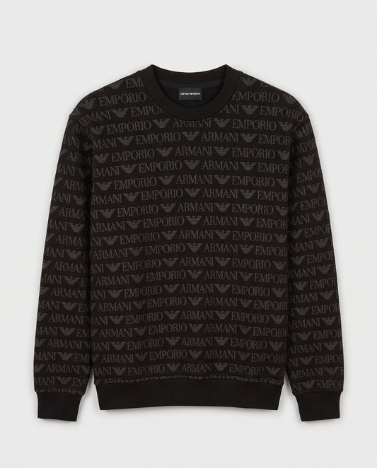 Emporio Armani All-Over Logo Crewneck Sweatshirt