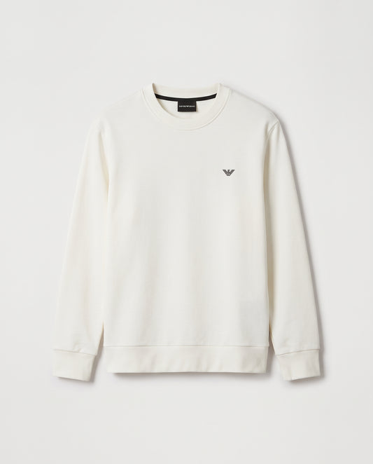 Emporio Armani Minimalist White Crewneck Sweatshirt