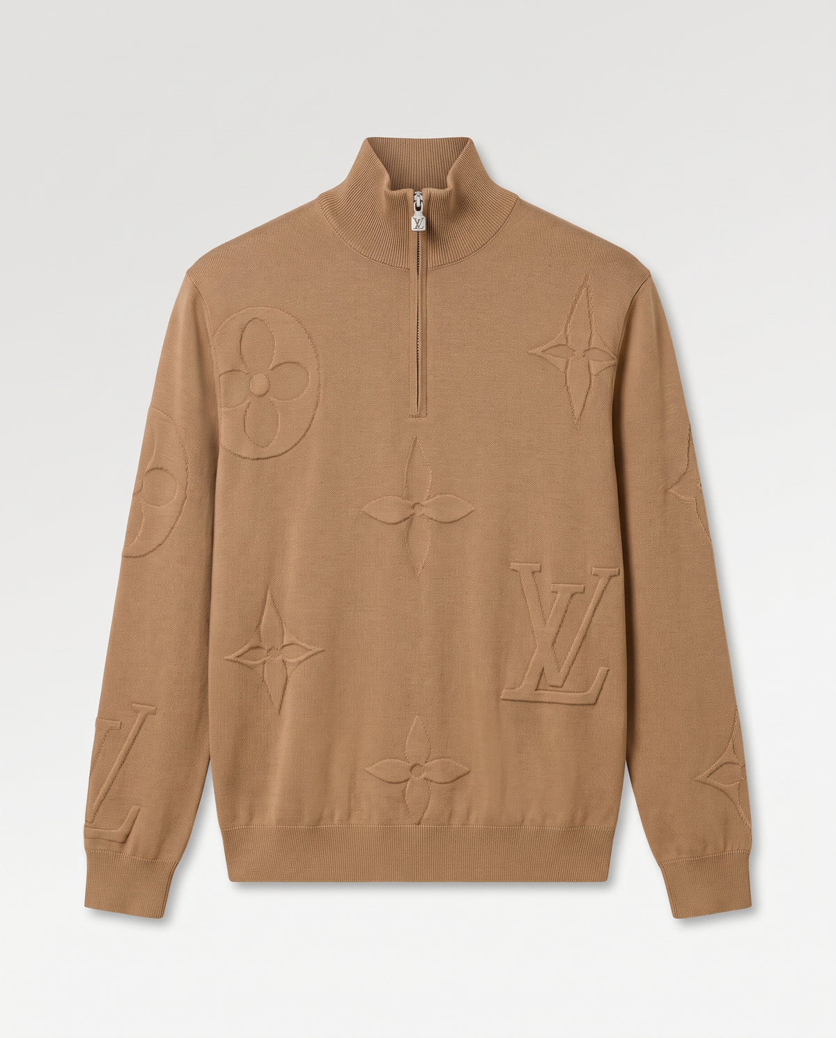 Louis Vuitton Monogram Embossed Knit Quarter-Zip