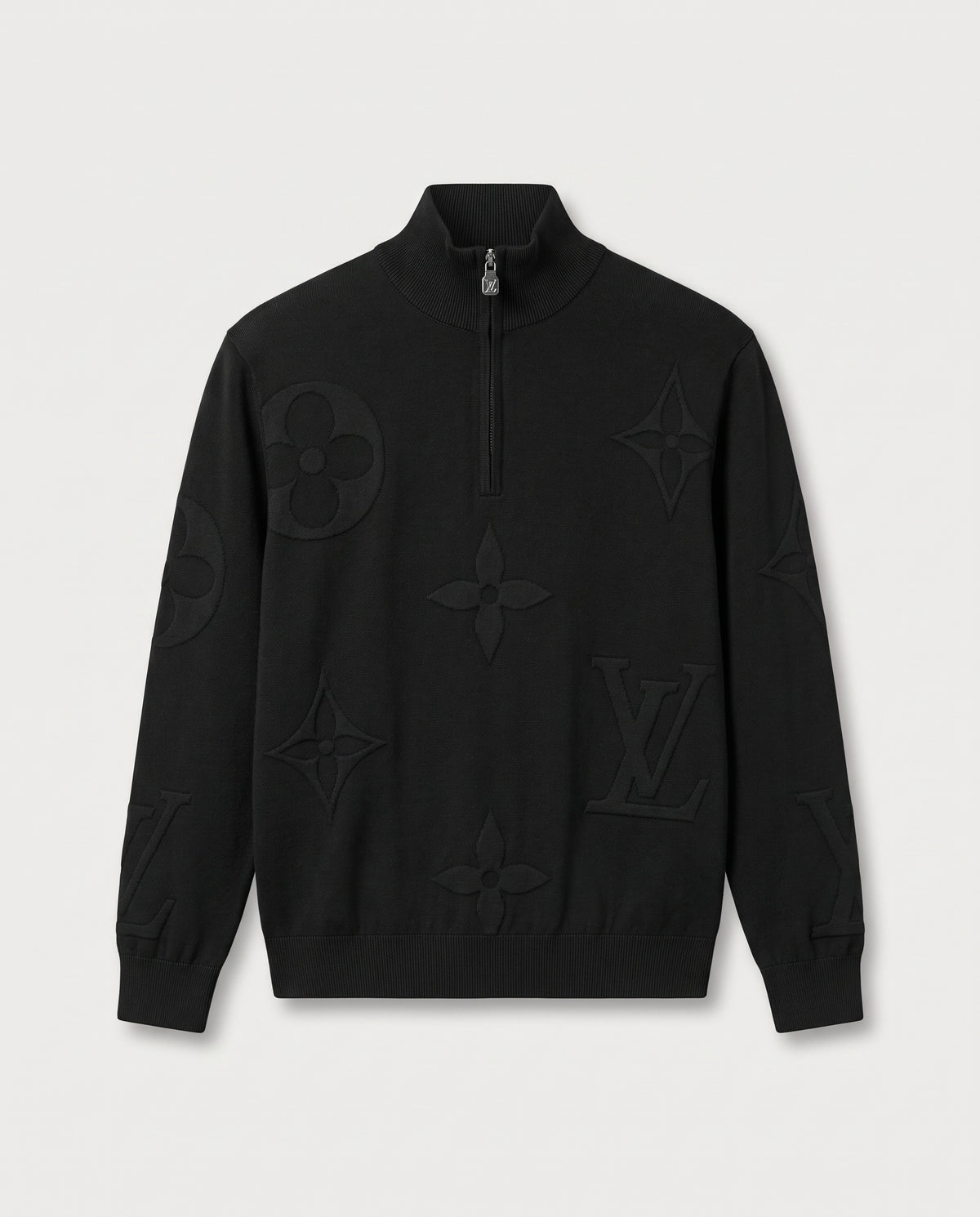 Louis Vuitton Monogram Embossed Knit Quarter-Zip