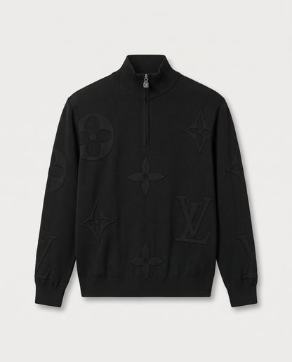 Louis Vuitton Monogram Embossed Knit Quarter-Zip