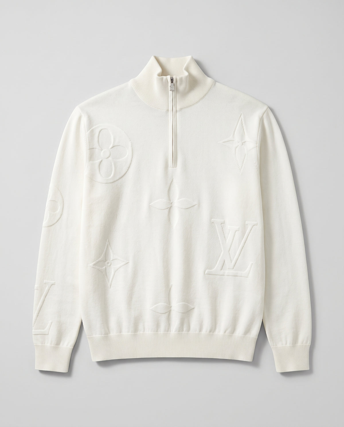 Louis Vuitton Monogram Embossed Knit Quarter-Zip