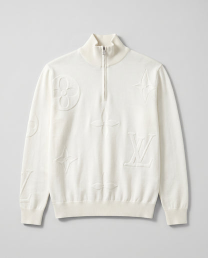 Louis Vuitton Monogram Embossed Knit Quarter-Zip