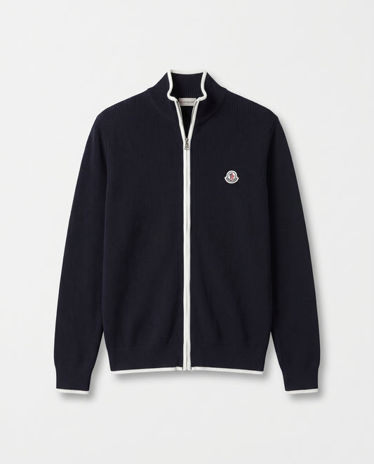 Moncler Full-Zip Knit Cardigan with Contrast Trim