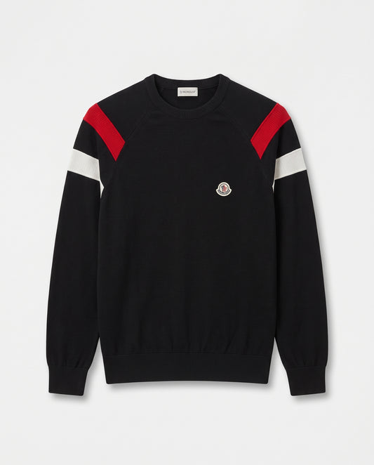 Moncler Striped-Sleeve Knit Crewneck Sweater