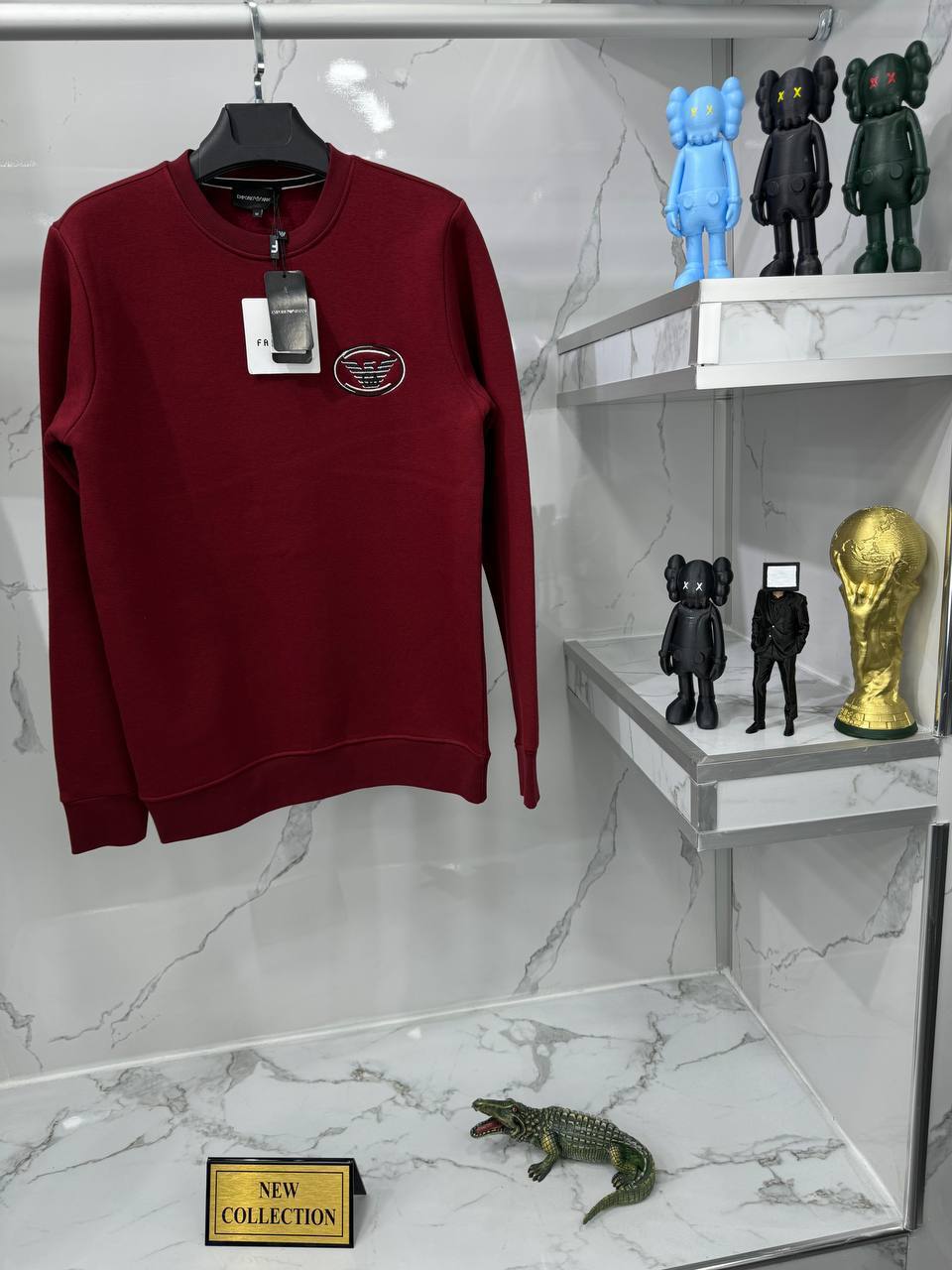 emporio armani burgundy crewneck