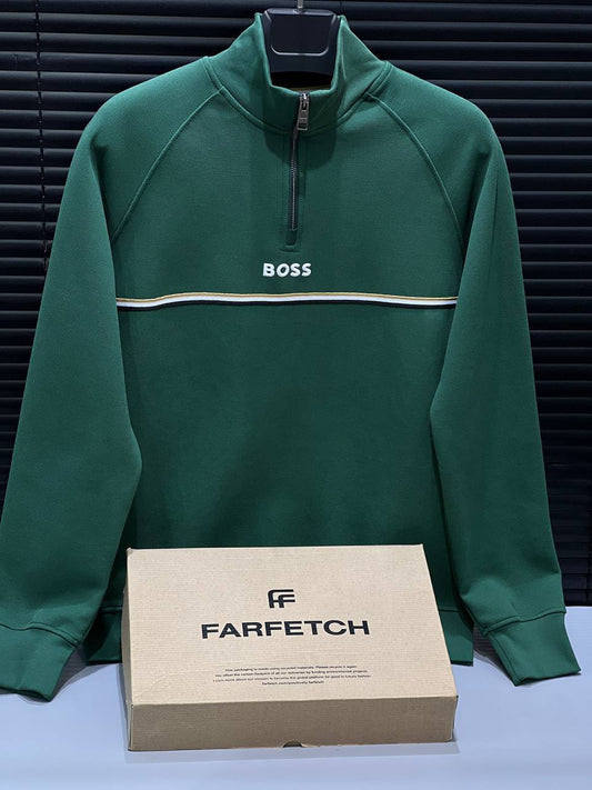 hugo boss green quarter zip