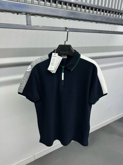 LACOSTE Zip Polo – Navy x White