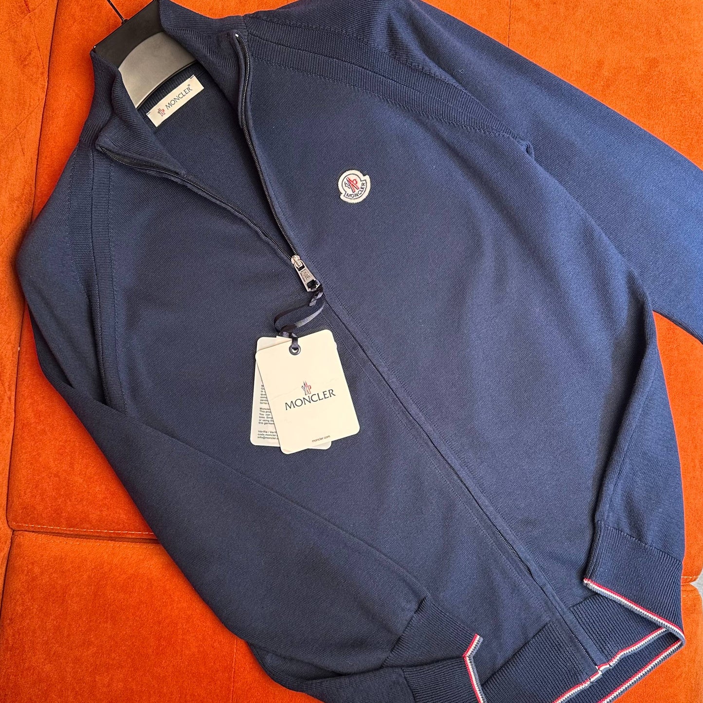 MONCLER FLEECE SWEATER WITH RED LINE