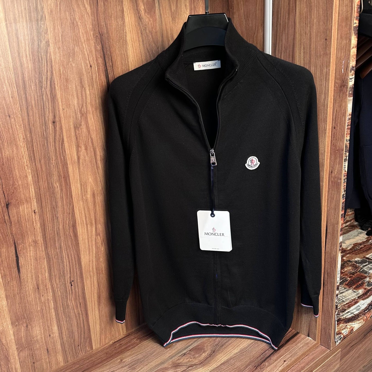 MONCLER FLEECE SWEATER WITH RED LINE