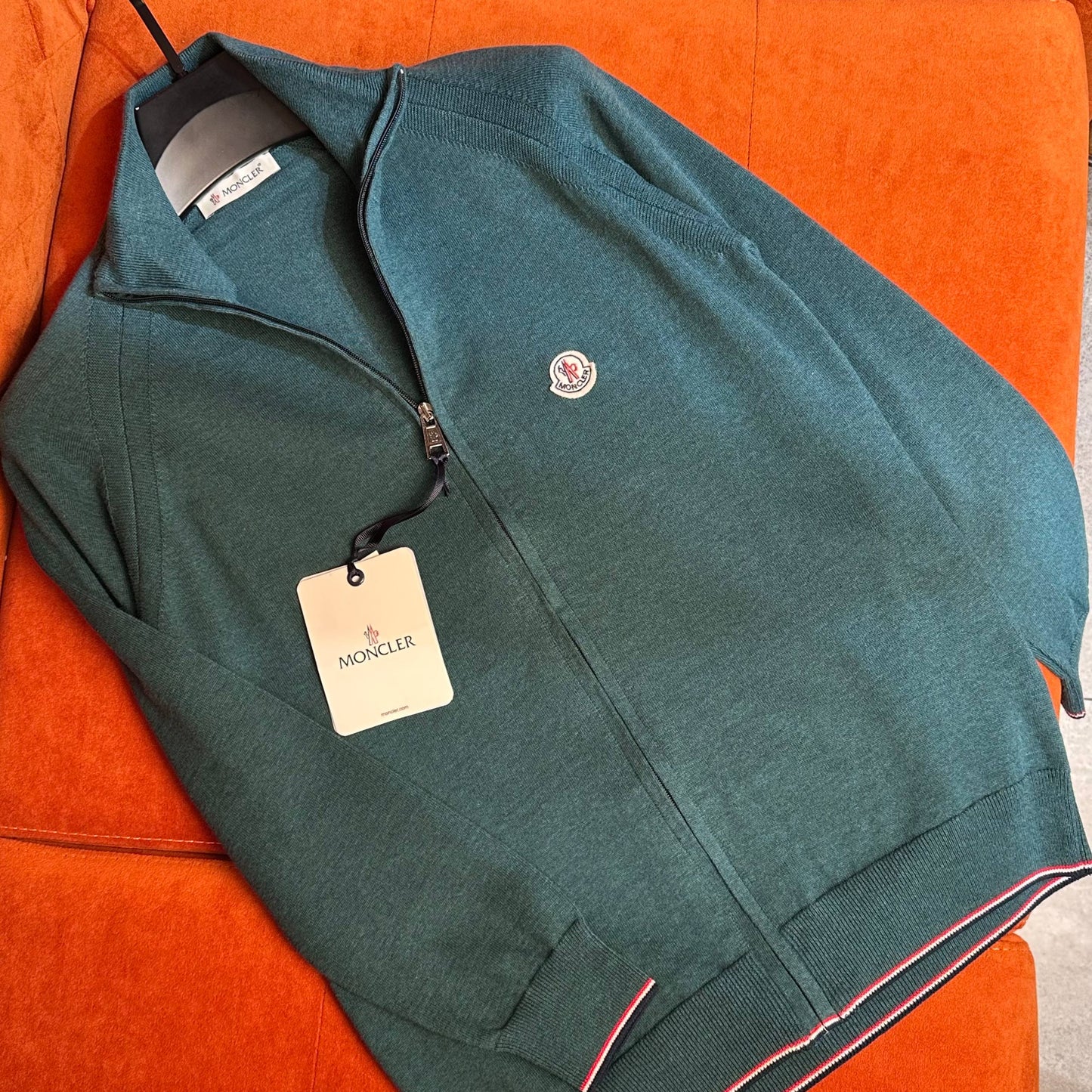 MONCLER FLEECE SWEATER WITH RED LINE