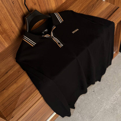 zegna polo with buttons