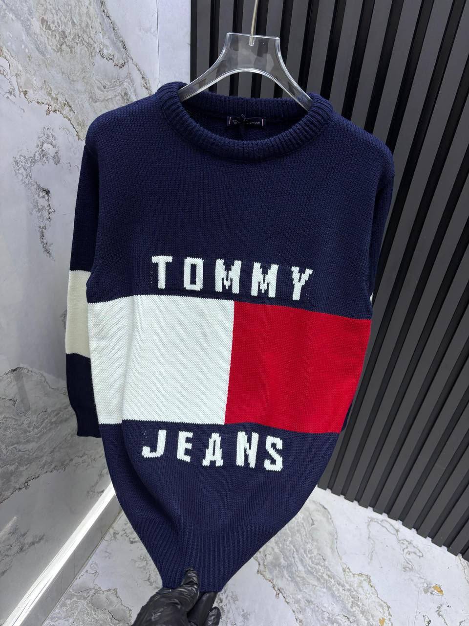 Tommy Jeans Colorblock Knit Sweater - Navy/Red/White