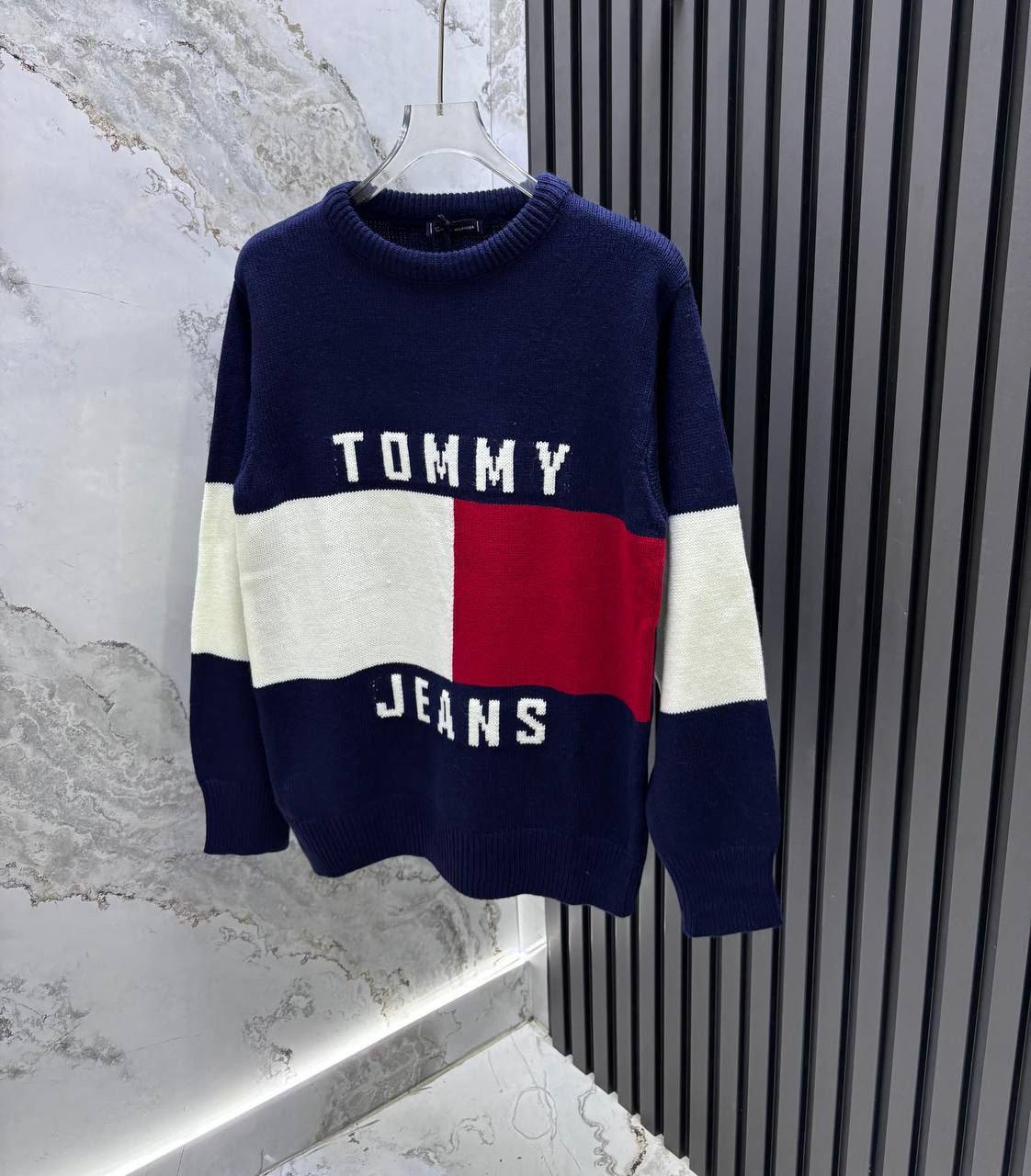 Tommy Jeans Colorblock Knit Sweater - Navy/Red/White