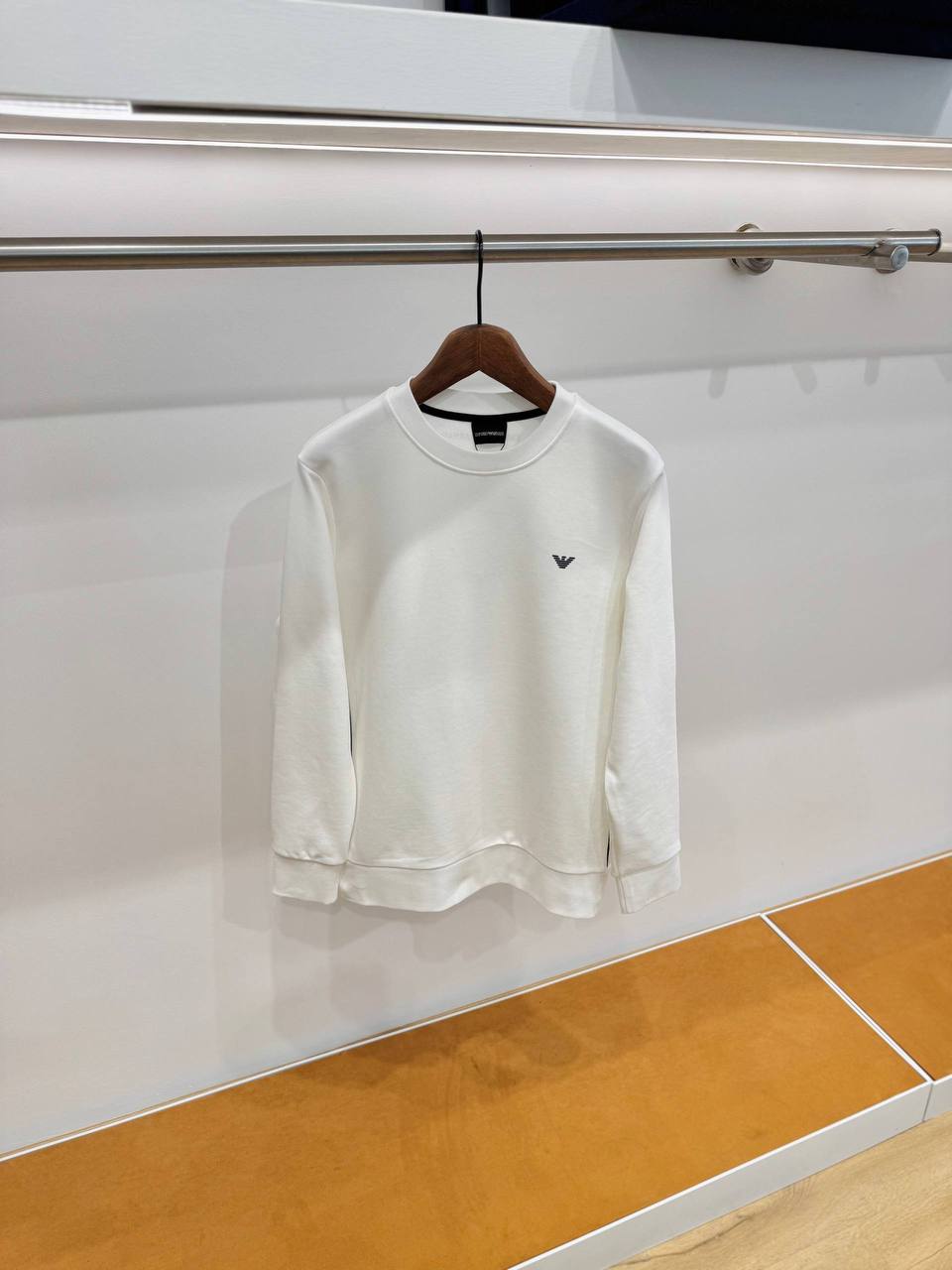 Emporio Armani Minimalist White Crewneck Sweatshirt