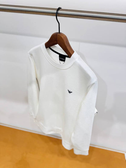 Emporio Armani Minimalist White Crewneck Sweatshirt