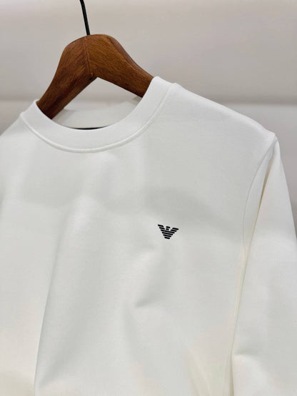Emporio Armani Minimalist White Crewneck Sweatshirt