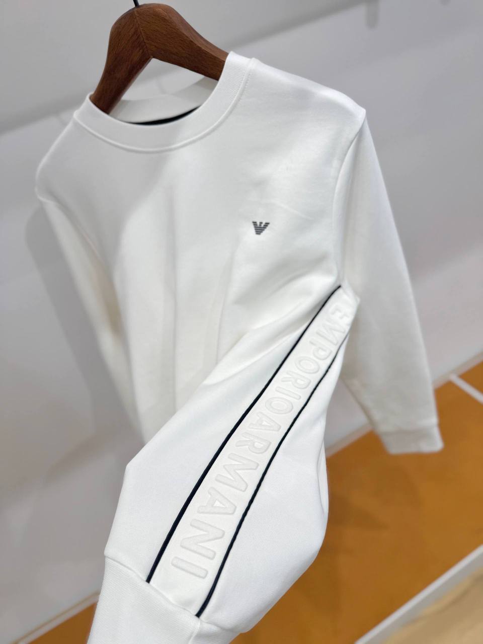 Emporio Armani Minimalist White Crewneck Sweatshirt