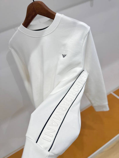 Emporio Armani Minimalist White Crewneck Sweatshirt