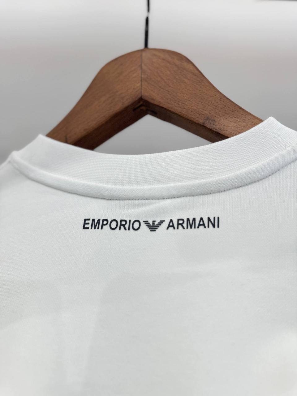 Emporio Armani Minimalist White Crewneck Sweatshirt