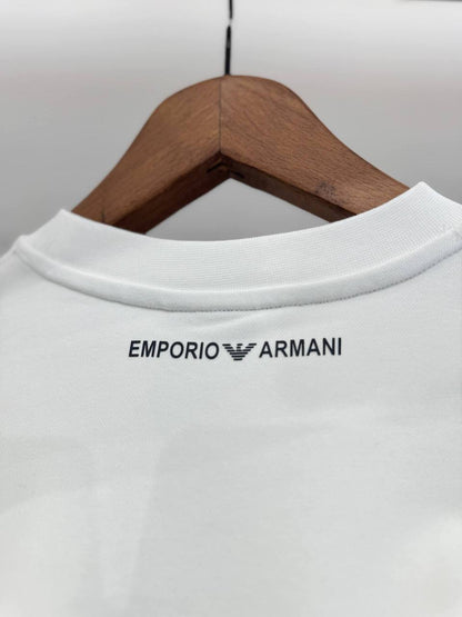 Emporio Armani Minimalist White Crewneck Sweatshirt