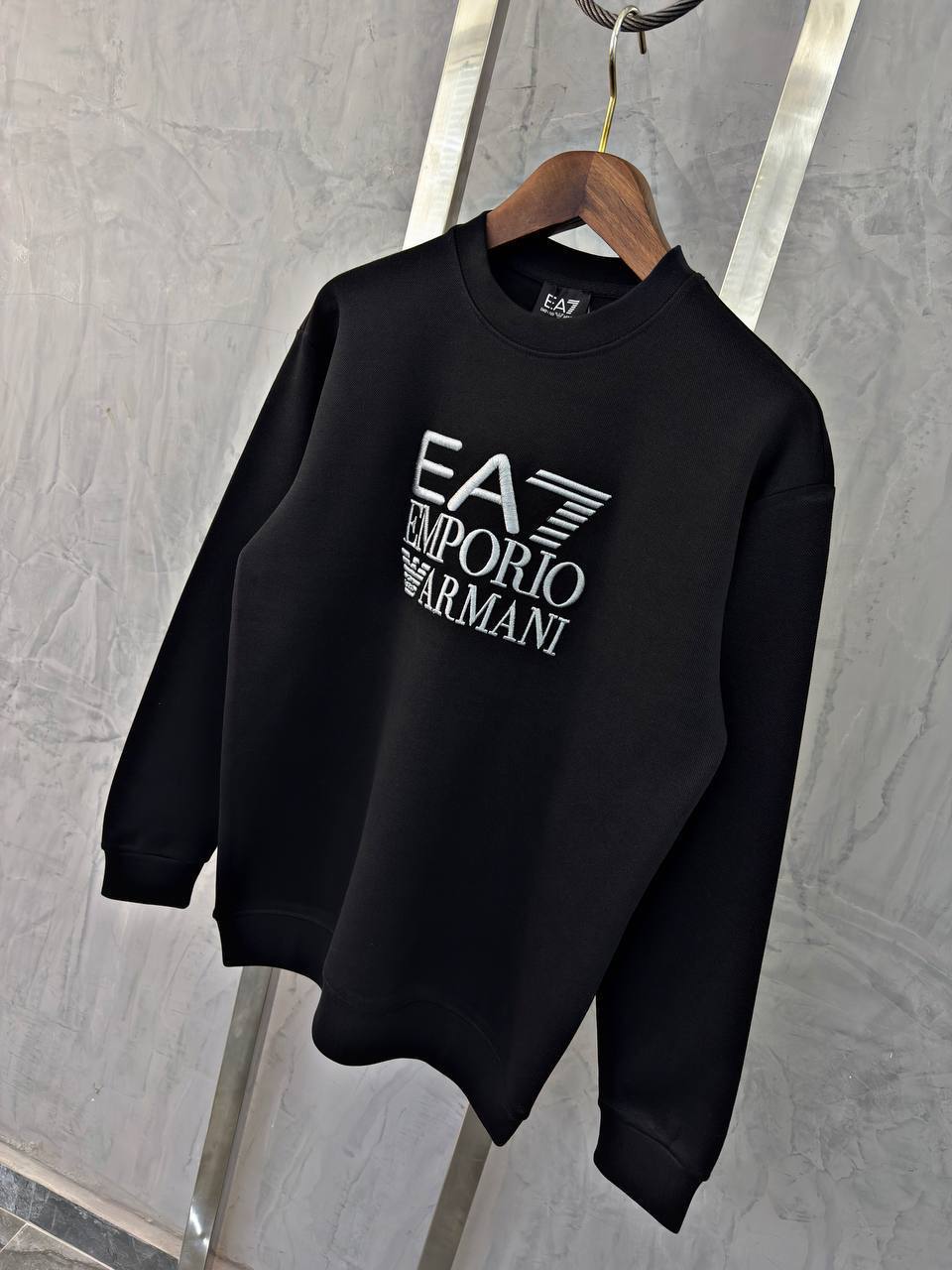 Emporio Armani EA7 Bold Logo Black Crewneck Sweatshirt