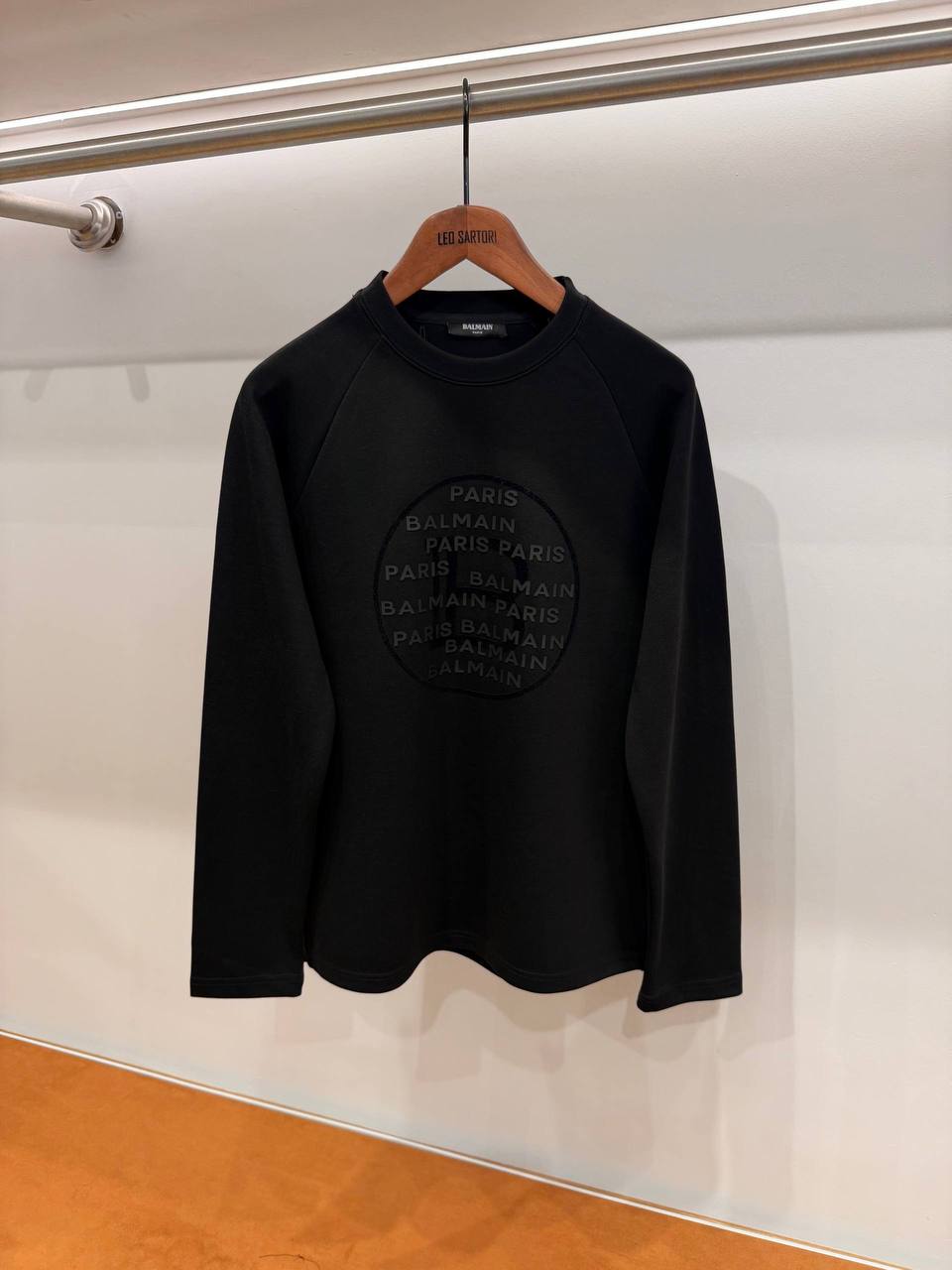 Balmain Paris "B" Monogram Embossed Sweatshirt – Black