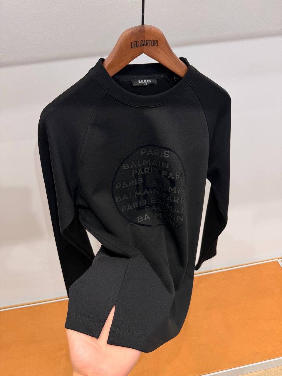 Balmain Paris "B" Monogram Embossed Sweatshirt – Black